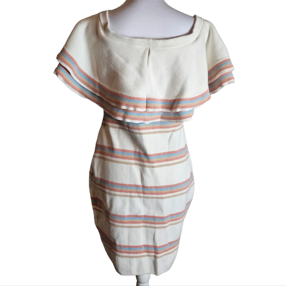 Endless Rose Striped Off Shoulder Ruffle Collar Sweater Dress Sz Large Coquette - Picture 7 of 16